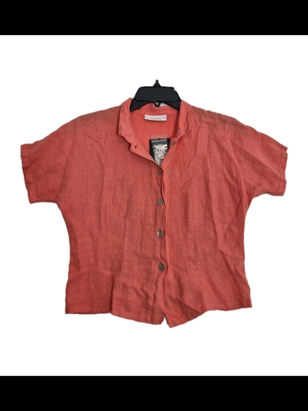 Bryn Walker Women's Linen Shirt Size XXS Mandarin Collar Short Sleeve NWT 37